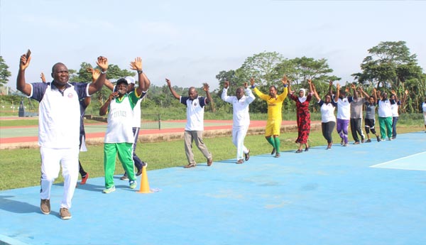 dvc, Prof, Deji-Agboola, leading-the-Staff-during-the-Aerobic-Exercise-Session-oou