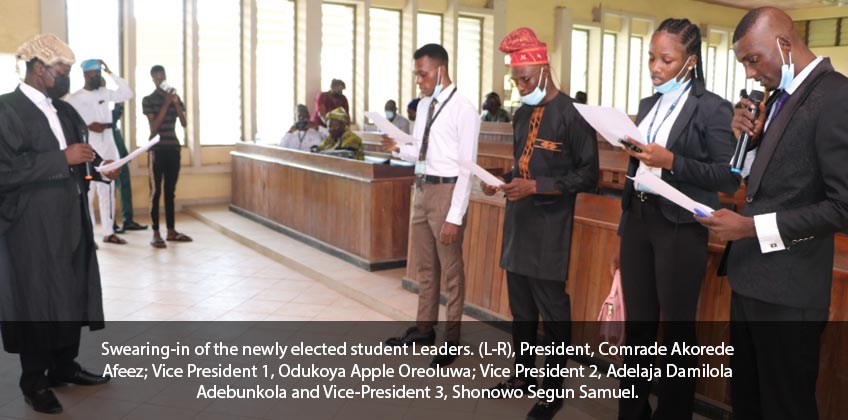 848px x 420px - Newly Elected Students' Union Leaders Inaugurated â€¦ Lauds Management over  maiden Online Voting Process - Home | Olabisi Onabanjo University
